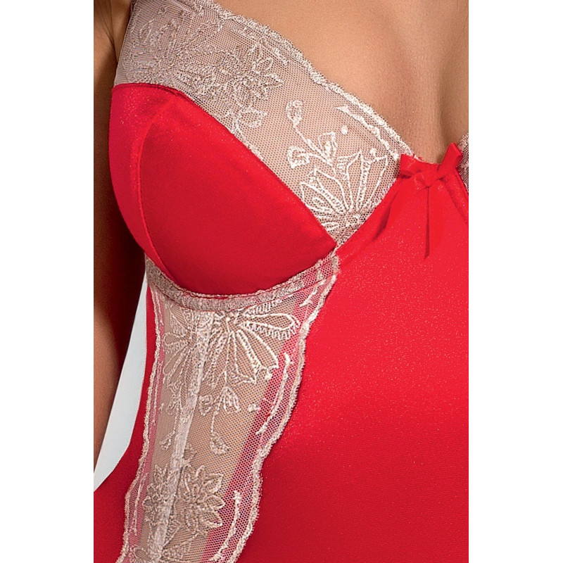 Корсет з пажами LORAINE CORSET red XXL/XXXL - Passion Exclusive, трусики