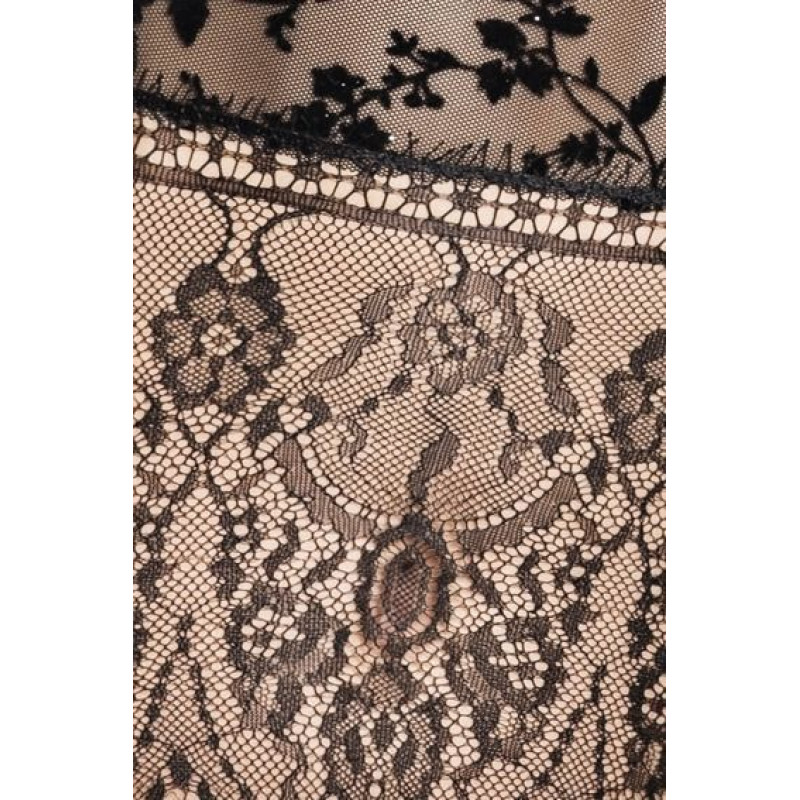 Корсет з пажами FABRA CORSET black XXL/XXXL - Passion Exclusive, трусики, напівпрозорий