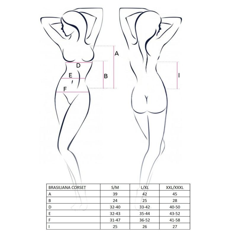 Корсет з пажами BRASILIANA CORSET black XXL/XXXL - Passion Exclusive, стрінги