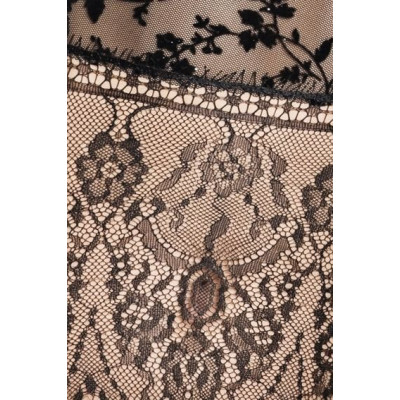 Корсет з пажами FABRA CORSET black S/M - Passion Exclusive, трусики, напівпрозорий