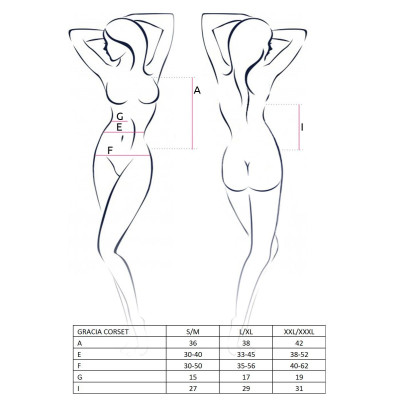 Корсет з пажами GRACIA CORSET black S/M - Passion, трусики, напівпрозорий