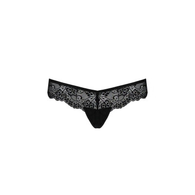 Мережевні трусики-танга з атласним бантиком Naja Thong Black XXL/3XL - Passion