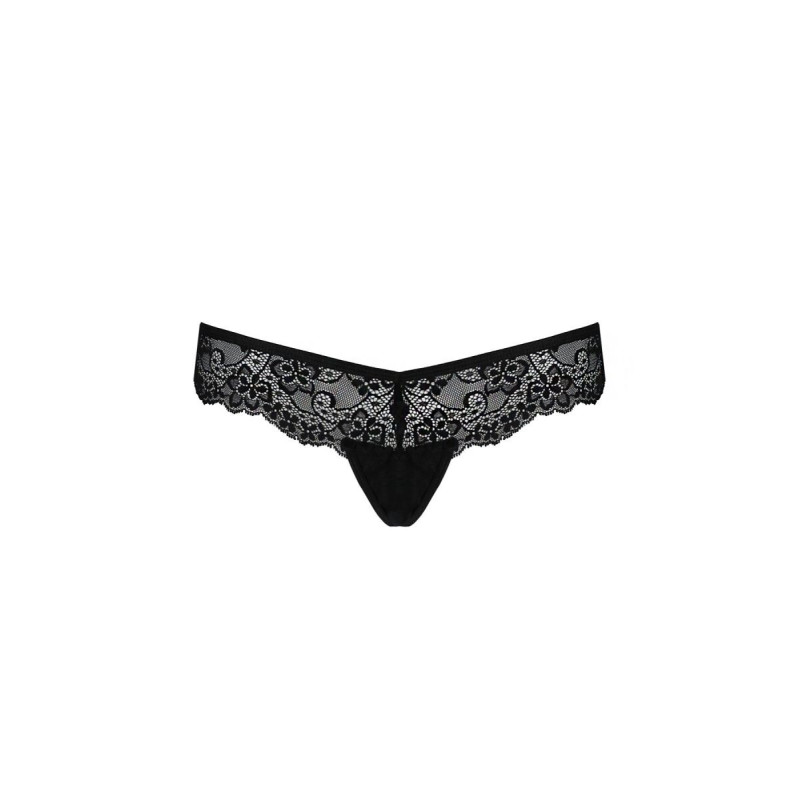 Мережевні трусики-танга з атласним бантиком Naja Thong black XXL/XXXL - Passion
