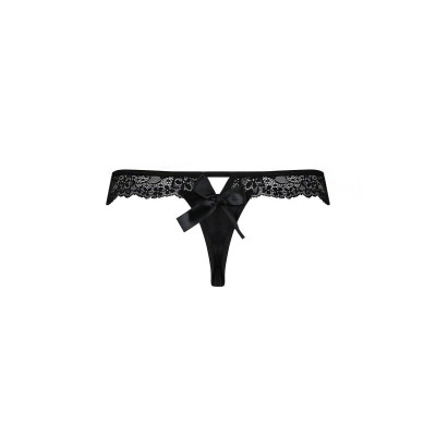 Мережевні трусики-танга з атласним бантиком Naja Thong Black XXL/3XL - Passion