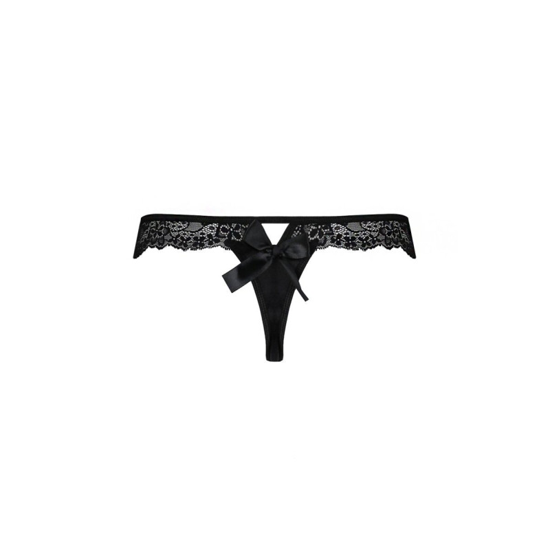 Мережевні трусики-танга з атласним бантиком Naja Thong black XXL/XXXL - Passion
