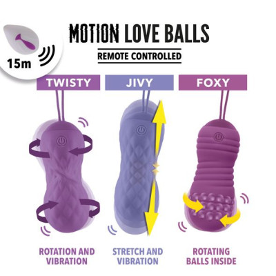 Вагінальні кульки з масажем і вібрацією FeelzToys Motion Love Balls Jivy з пультом дистанційного керування, 7 режимів