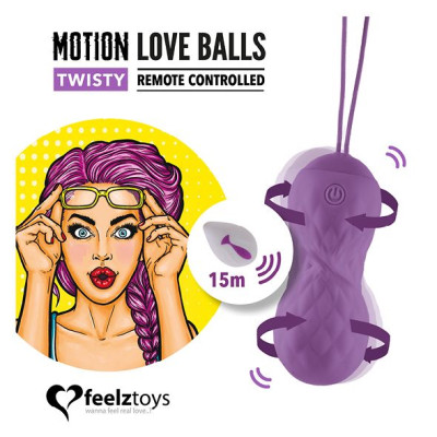 Вагінальні кульки з масажем і вібрацією FeelzToys Motion Love Balls Twisty з пультом дистанційного керування, 7 режимів