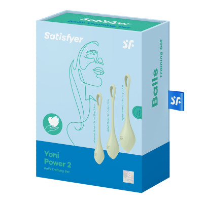 Набір йони бусин Satisfyer Yoni Power 2 Light Green, діаметр 2-2,5-3см, вага 22-44-73гр