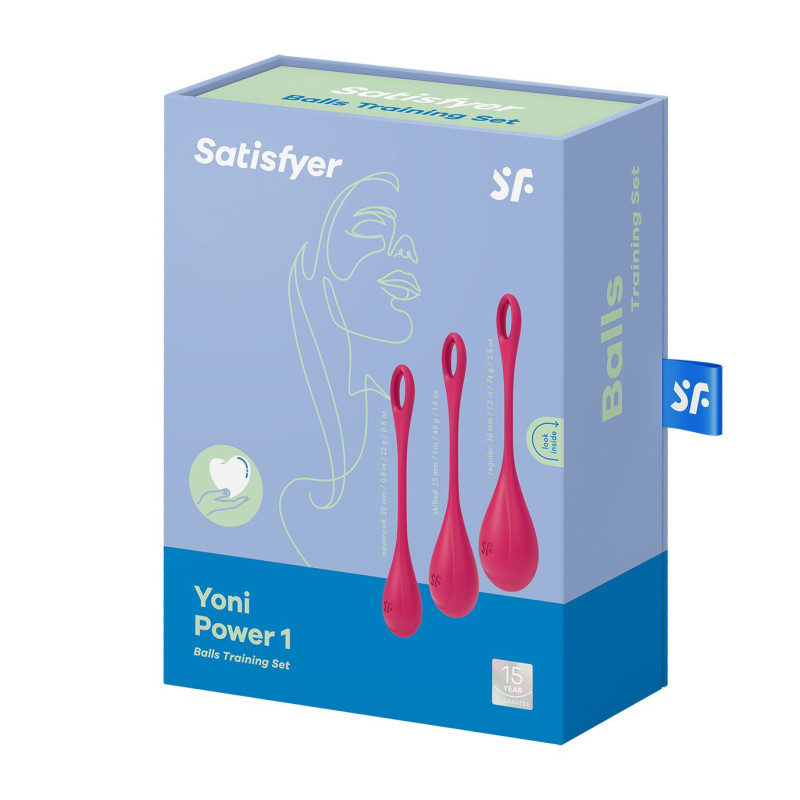 Набір йони бусин Satisfyer Yoni Power 1 Red, діаметр 2-2,5-3см, вага 22-46-74гр