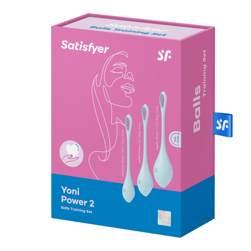 Набір йони бусин Satisfyer Yoni Power 2 Light Blue, діаметр 2-2,5-3см, вага 22-44-73гр