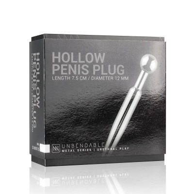 Порожній уретральний стимулятор Sinner Gear Unbendable - Hollow Penis Plug, довжина 7,5 см, діаметр 12мм