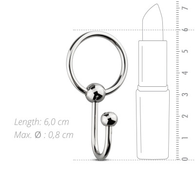Уретральная вставка з кільцем Sinner Gear Unbendable - Sperm Stopper Solid, діаметр кольца 2,6см