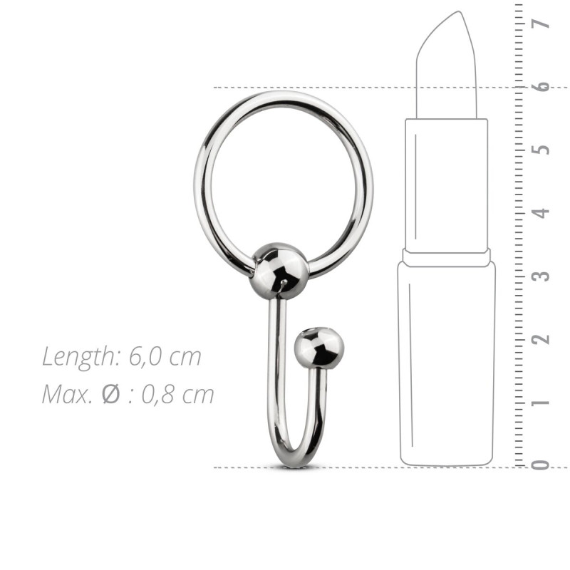 Уретральная вставка з кільцем Sinner Gear Unbendable - Sperm Stopper Solid, діаметр кольца 2,6см