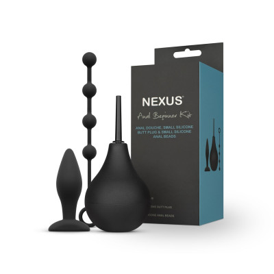 Nexus ANAL BEGINNER KIT Douche 224мл, Silicone Beads 20mm, Small Silicone Butt Plug