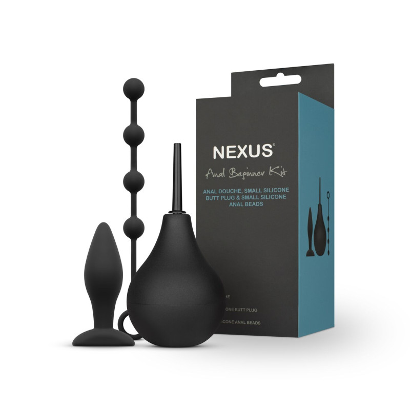 Nexus ANAL BEGINNER KIT Douche 224мл, Silicone Beads 20mm, Small Silicone Butt Plug