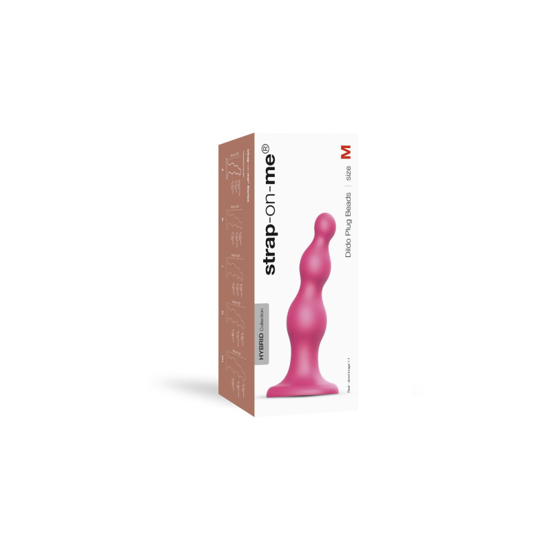 Насадка для страпону Strap-On-Me DILDO PLUG BEADS FRAMBOISE METALLIC - M