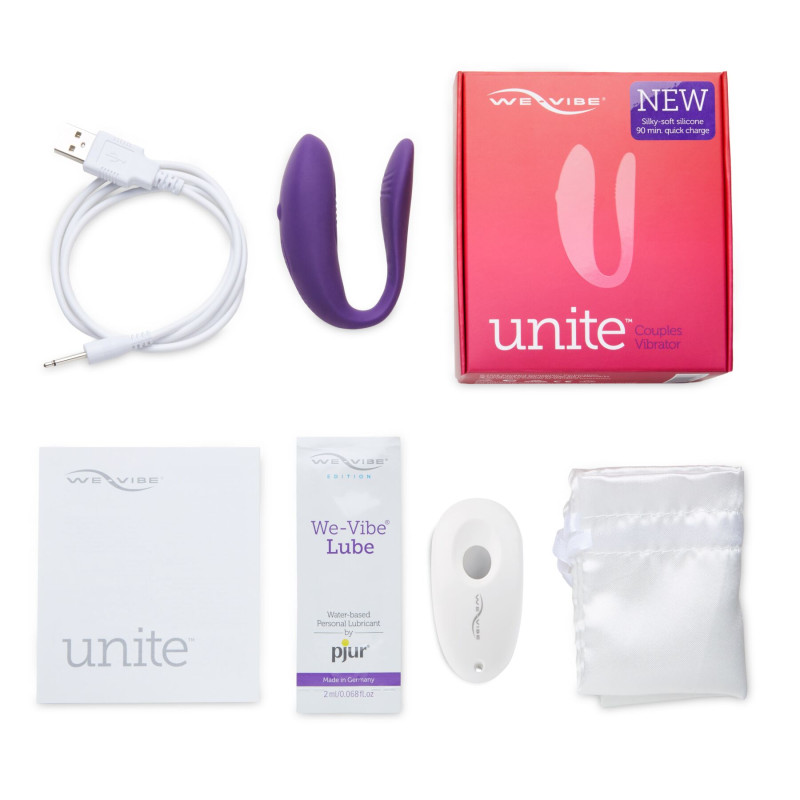 Вібратор для пар We-Vibe Unite Purple, однокнопковий пульт дистанційного керування