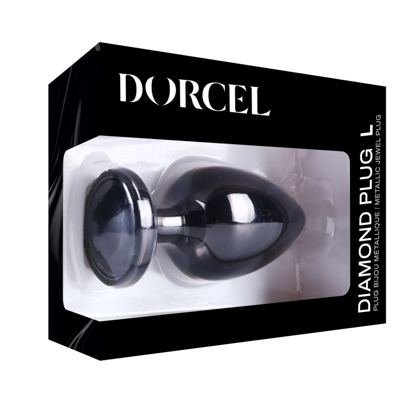 Металева анальна пробка з чорним кристалом Dorcel - Diamond Plug BLACK L