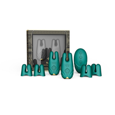 Смарт вібратор для грудей Zalo - Nave Turquoise Green, пульт дистанційного керування, робота через додаток