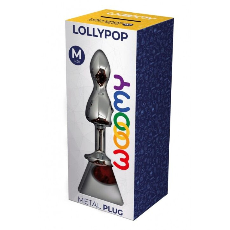 Анальна пробка Wooomy Lollypop Double Ball Metal Plug Red M