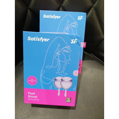 Набір маленьких менструальних чаш Satisfyer Feel Good (lila), 15мл та 20мл, мішечок для зберігання (м'ята упаковка)