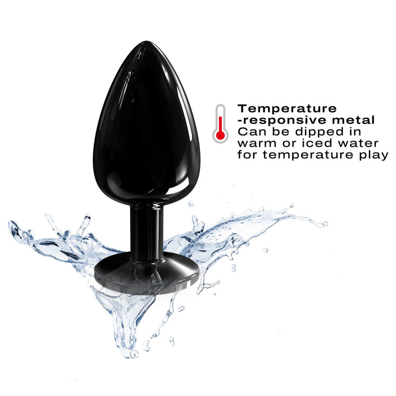 Металева анальна пробка з чорним кристалом Dorcel - Diamond Plug BLACK L