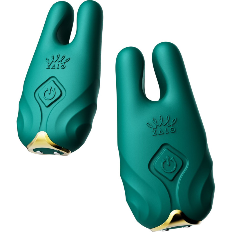 Смарт вібратор для грудей Zalo - Nave Turquoise Green, пульт дистанційного керування, робота через додаток