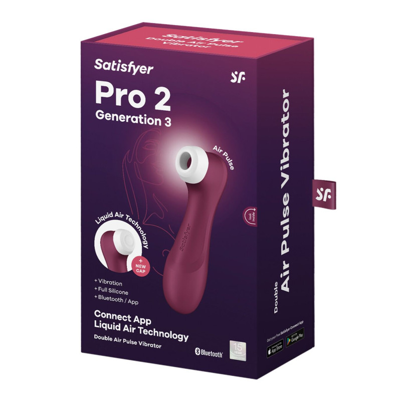 Вакуумний кліторальний стимулятор Satisfyer Pro 2 Generation 3 з керуванням через застосунок і технологією Liquid Air Wine Red
