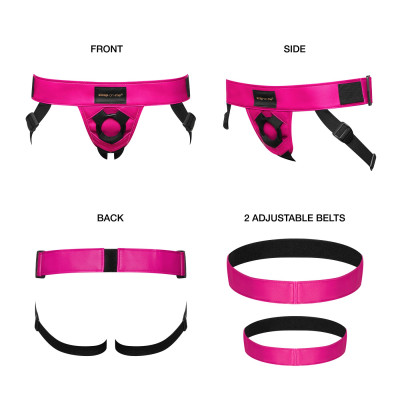 Труси для страпону Strap-On-Me Leatherette HARNESS CURIOUS - FUCHSIA