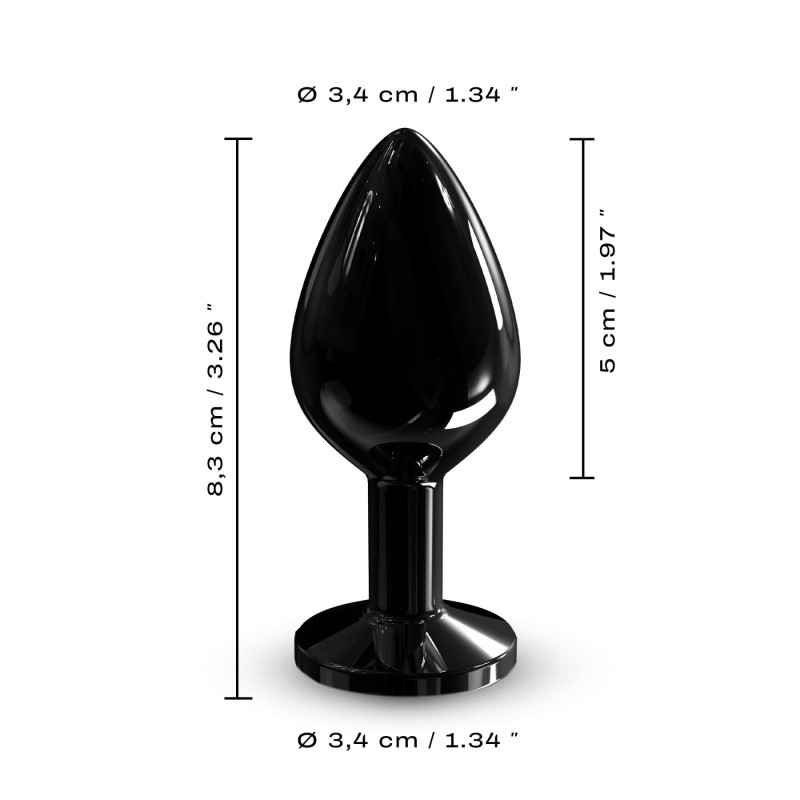 Металева анальна пробка із чорним кристалом Dorcel - Diamond Plug BLACK M