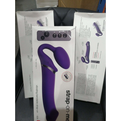 Безремневий страпон із вібрацією Strap-On-Me Vibrating Violet L (м'ята упаковка)