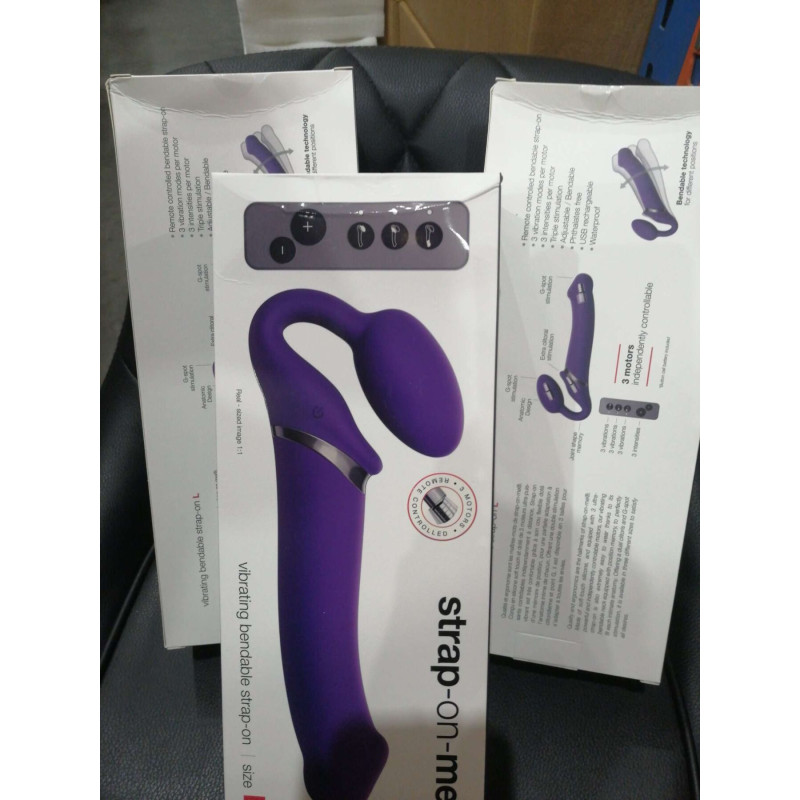 Безремневий страпон із вібрацією Strap-On-Me Vibrating Violet L (м'ята упаковка)