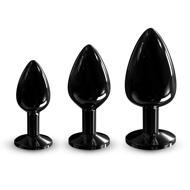 Металева анальна пробка з чорним кристалом Dorcel - Diamond Plug BLACK L