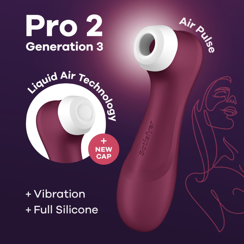 Вакуумний кліторальний стимулятор Satisfyer Pro 2 Generation 3 з технологією Liquid Air Wine Red