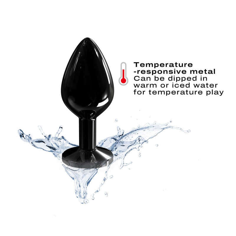 Металева анальна пробка із чорним кристалом Dorcel - Diamond Plug BLACK M