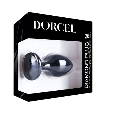 Металева анальна пробка із чорним кристалом Dorcel - Diamond Plug BLACK M