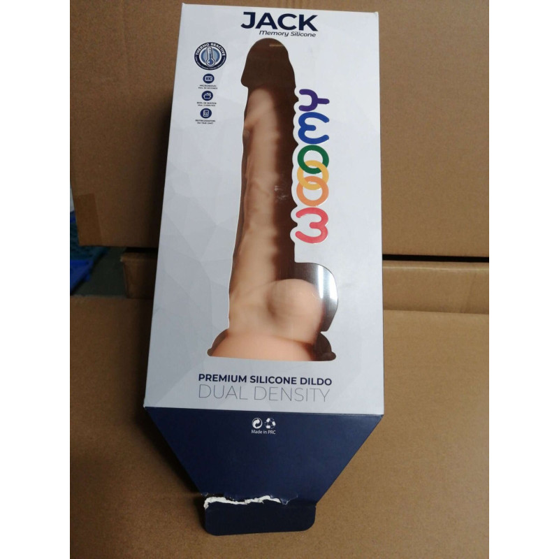 Силіконовий фалоімітатор Wooomy Jack, термореактивний, з присоскою, довжина 23,1 см, діаметр 4,8 см (м'ята упаковка)