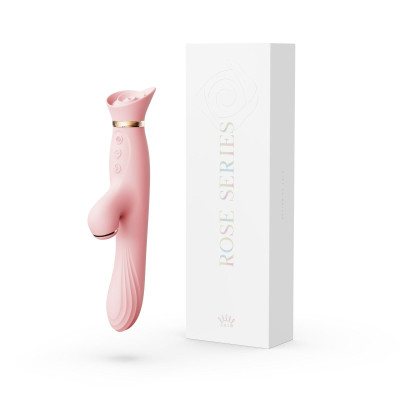 Вібратор з підігрівом та вакуумною стимуляцією клітора Zalo - ROSE Vibrator Strawberry Pink