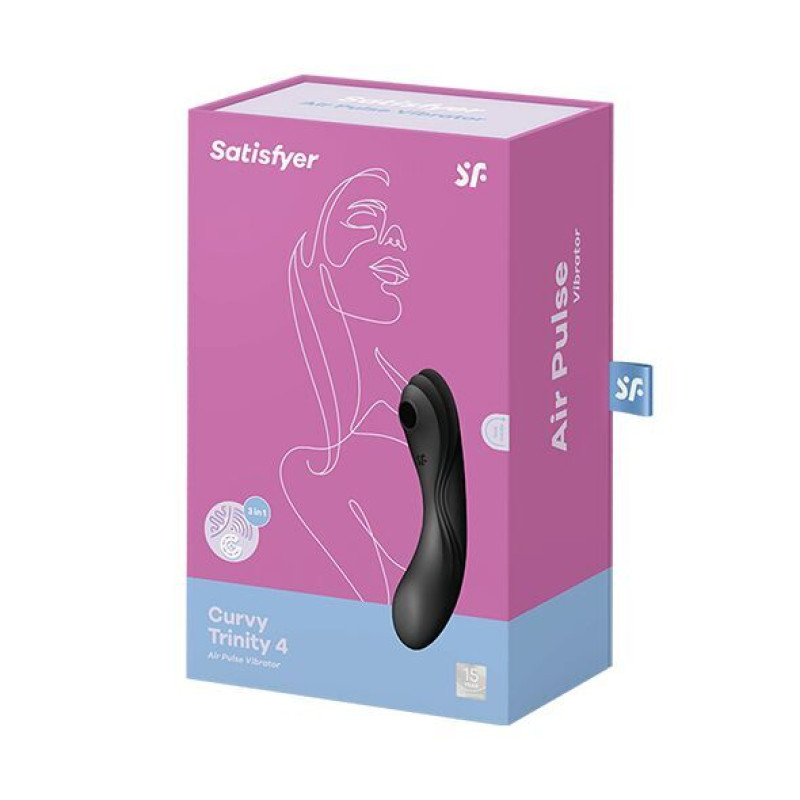 Вакуумний стимулятор із вібрацією Satisfyer Curvy Trinity 4 Black (м'ята упаковка)