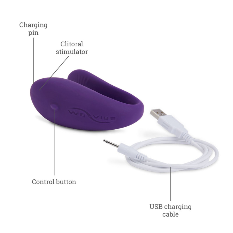 Вібратор для пар We-Vibe Unite Purple, однокнопковий пульт дистанційного керування