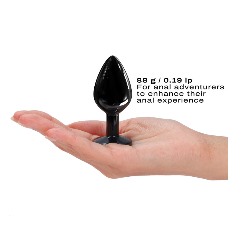 Металева анальна пробка із чорним кристалом Dorcel - Diamond Plug BLACK M