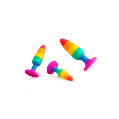 Анальна пробка Wooomy Hiperloo Silicone Rainbow Plug M