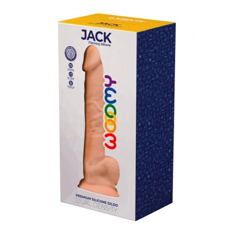 Силіконовий фалоімітатор Wooomy Jack, термореактивний, з присоскою, довжина 23,1 см, діаметр 4,8 см (м'ята упаковка)