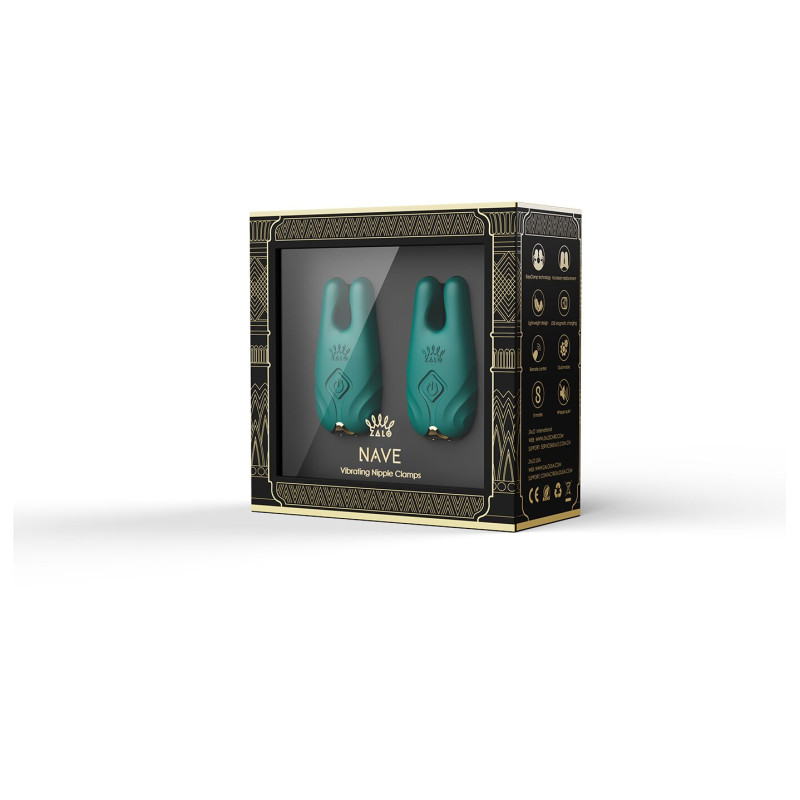 Смарт вібратор для грудей Zalo - Nave Turquoise Green, пульт дистанційного керування, робота через додаток