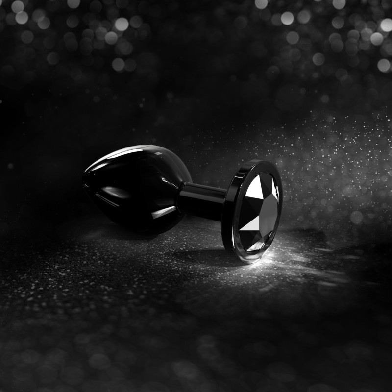 Металева анальна пробка із чорним кристалом Dorcel - Diamond Plug BLACK M