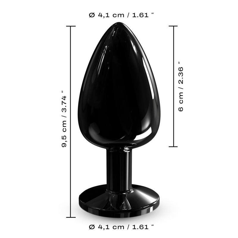 Металева анальна пробка з чорним кристалом Dorcel - Diamond Plug BLACK L