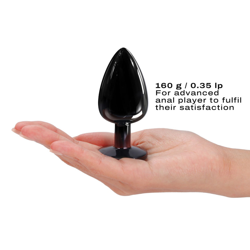 Металева анальна пробка з чорним кристалом Dorcel - Diamond Plug BLACK L