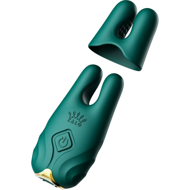 Смарт вібратор для грудей Zalo - Nave Turquoise Green, пульт дистанційного керування, робота через додаток