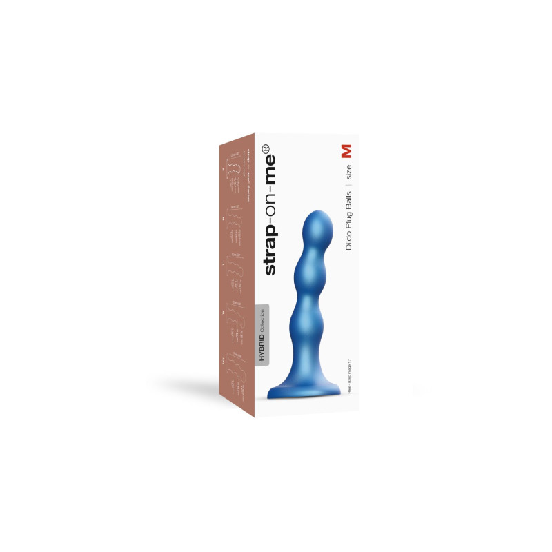 Насадка для страпону Strap-On-Me DILDO PLUG BALLS BLEU METALLIC - M