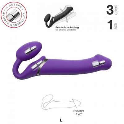 Безремневий страпон із вібрацією Strap-On-Me Vibrating Violet L (м'ята упаковка)